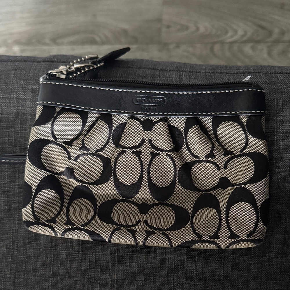 Coach Black and Tan Signature Clutch